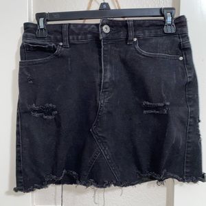 Black Jean Mini Skirt